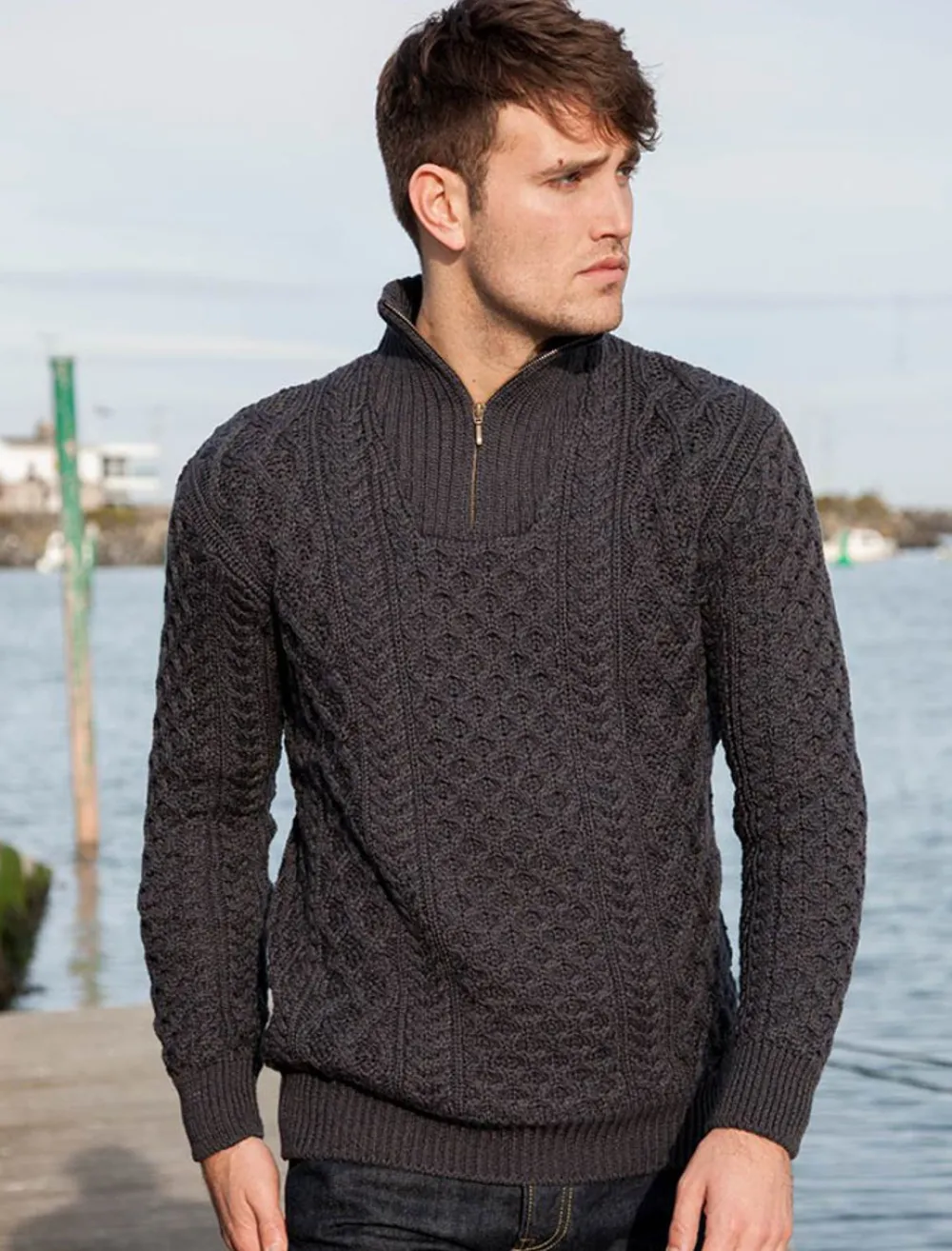 Glenaran Sweaters^Merino Wool Aran Troyer