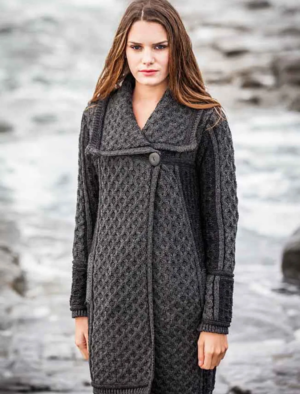 Glenaran Cardigans, Jackets & Coatigans^Two Tone Merino Wool Coat