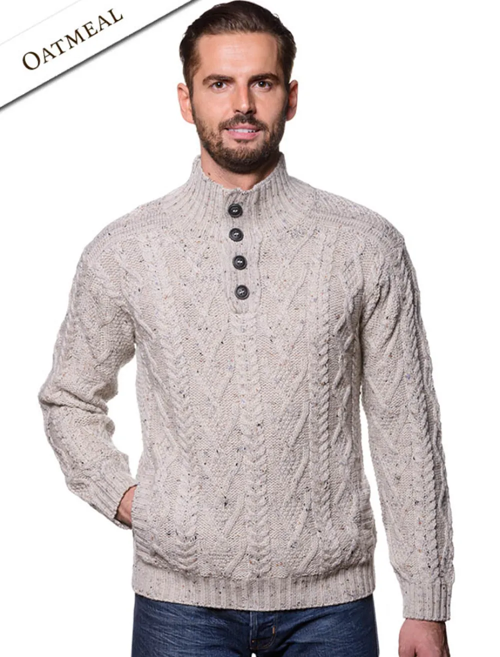 Glenaran Sweaters^Buttoned Merino Wool Sweater