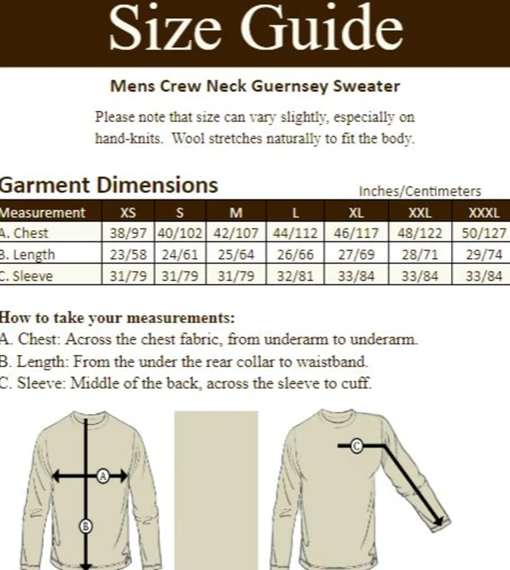 Glenaran Sweaters^Mens Crew Neck Guernsey Sweater