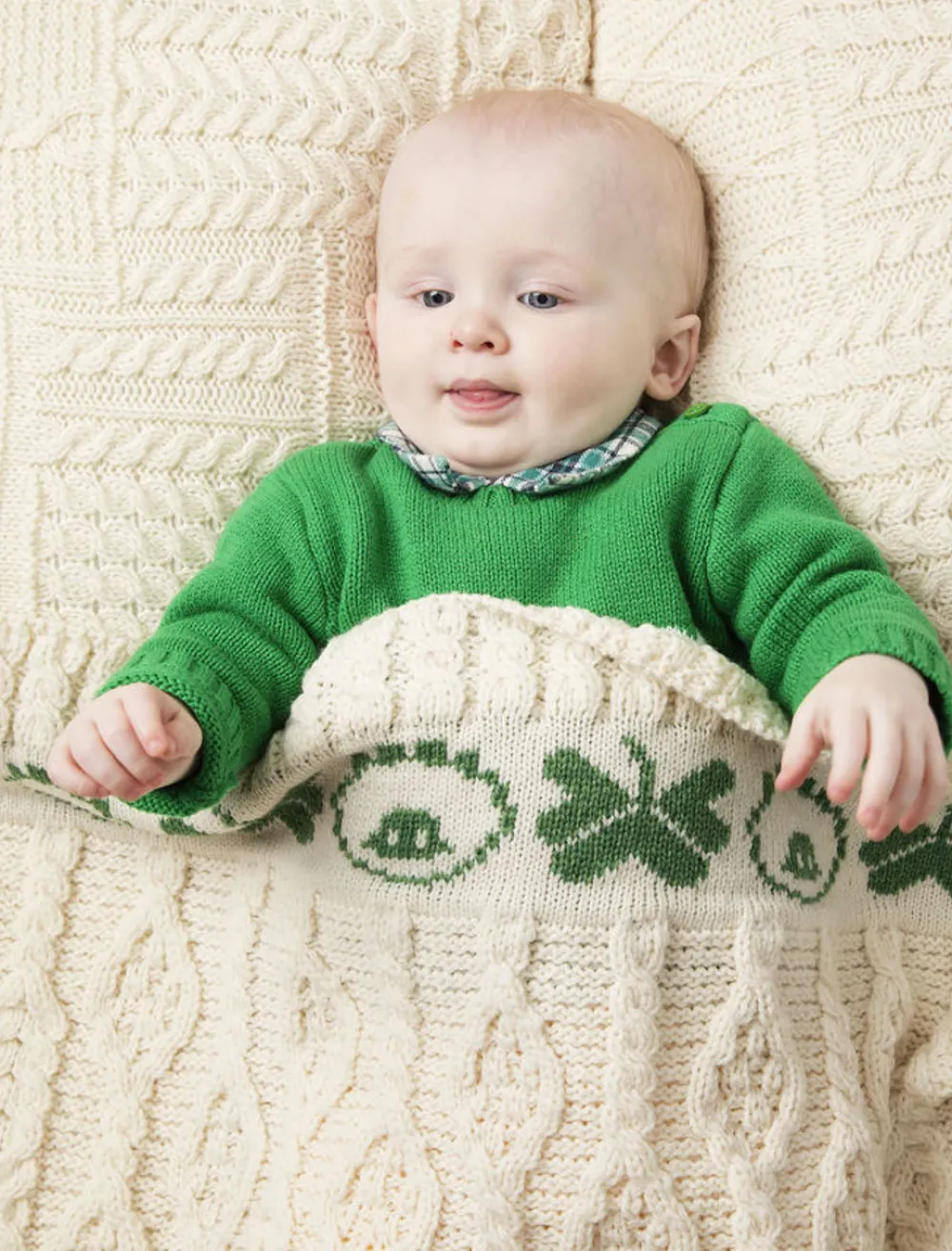 Glenaran Knitted Wool Throws|Baby Blankets & Throws^Merino Sheep & Shamrock Baby Throw