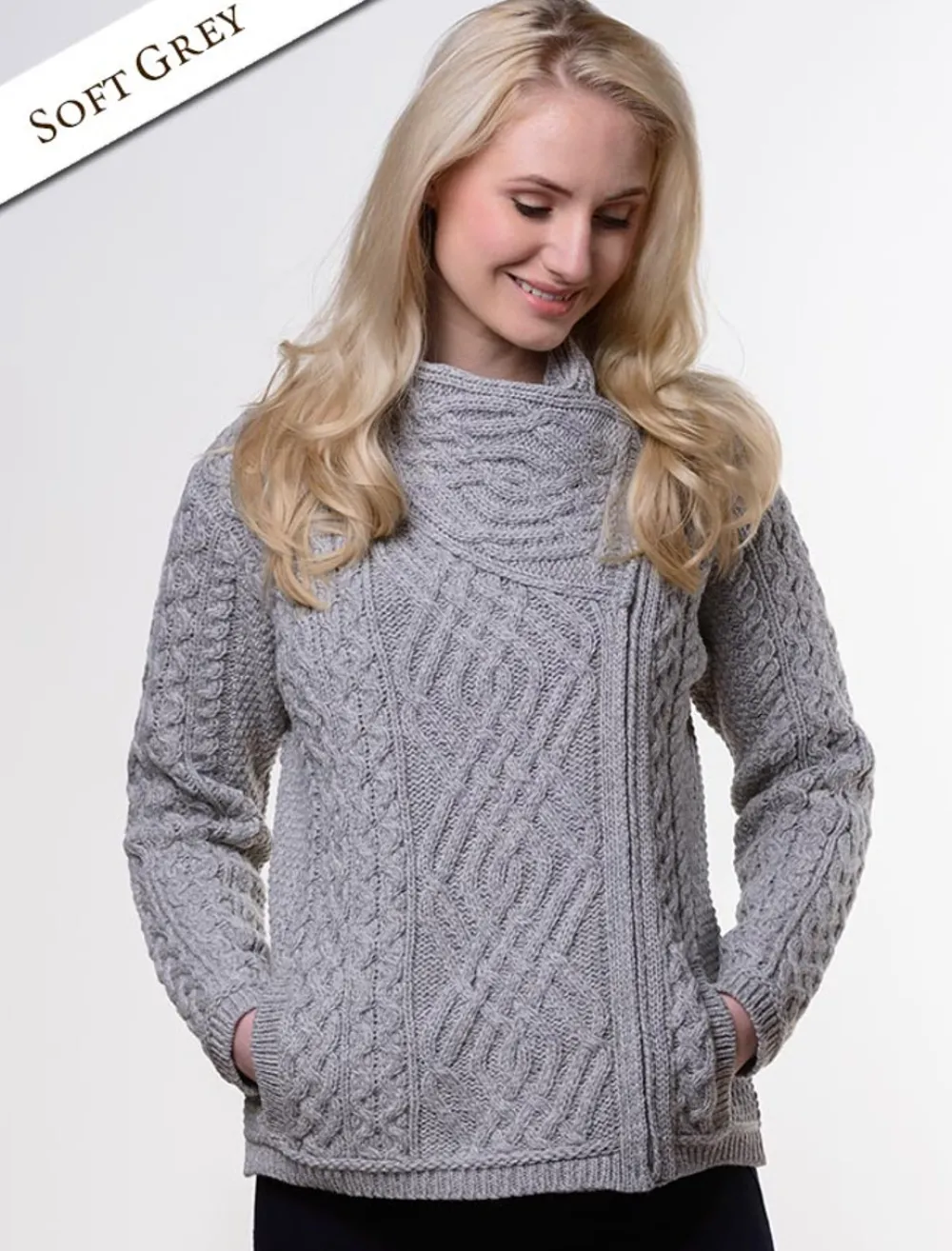 Glenaran Cardigans, Jackets & Coatigans^Aran Jacket with Celtic Knot Side Zip