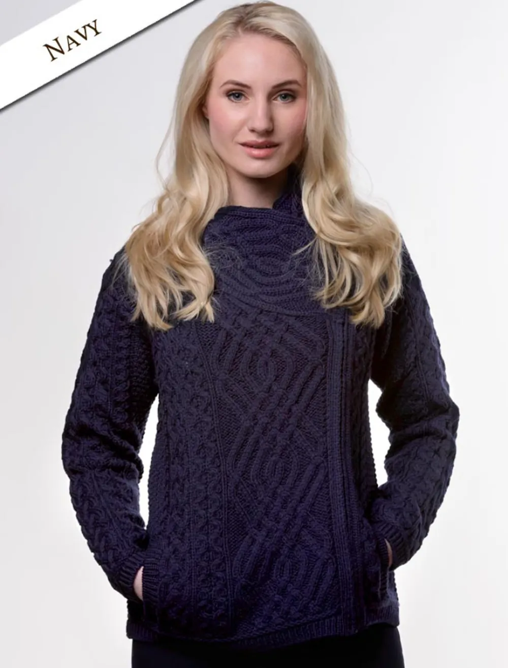 Glenaran Cardigans, Jackets & Coatigans^Aran Jacket with Celtic Knot Side Zip