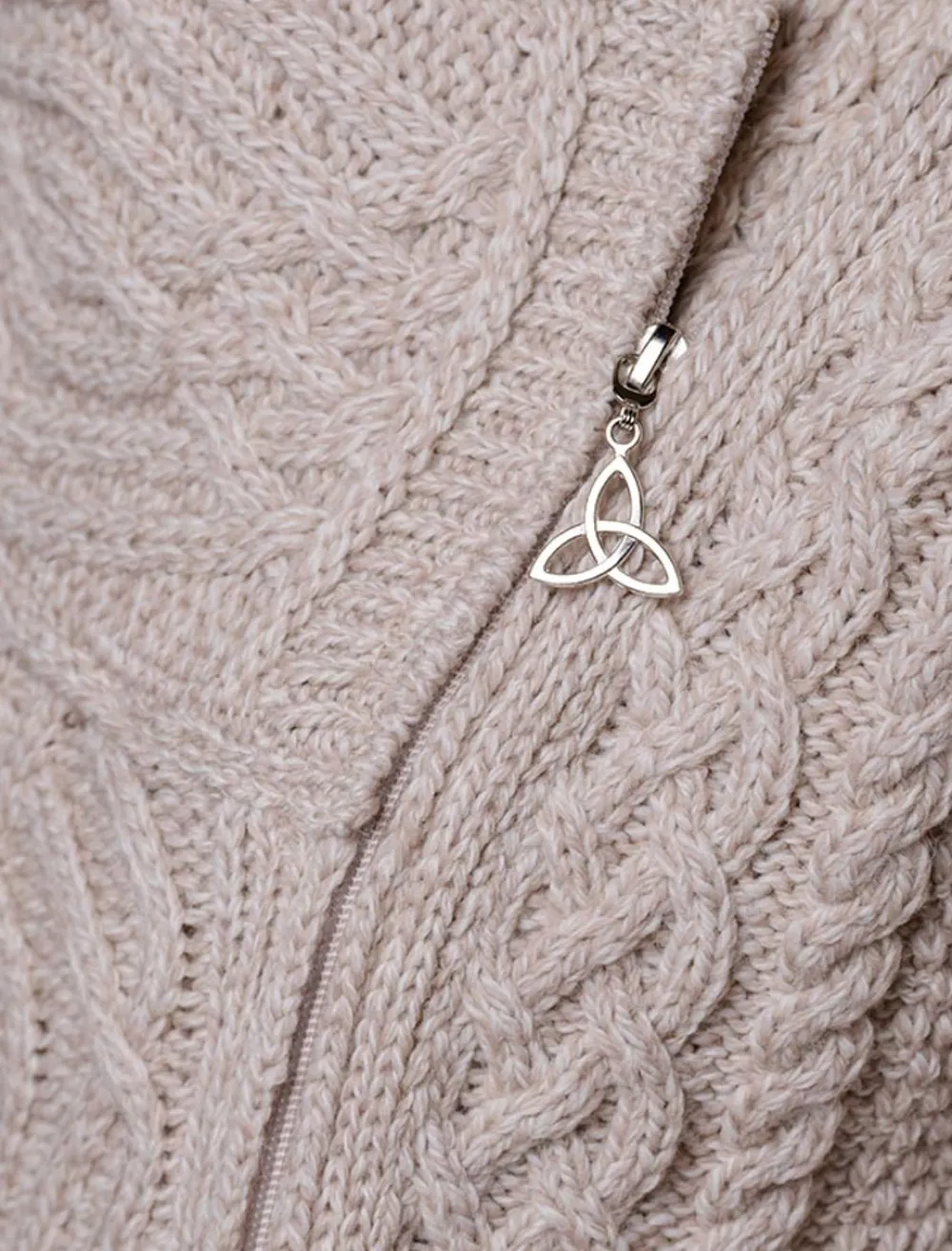 Glenaran Cardigans, Jackets & Coatigans^Aran Jacket with Celtic Knot Side Zip