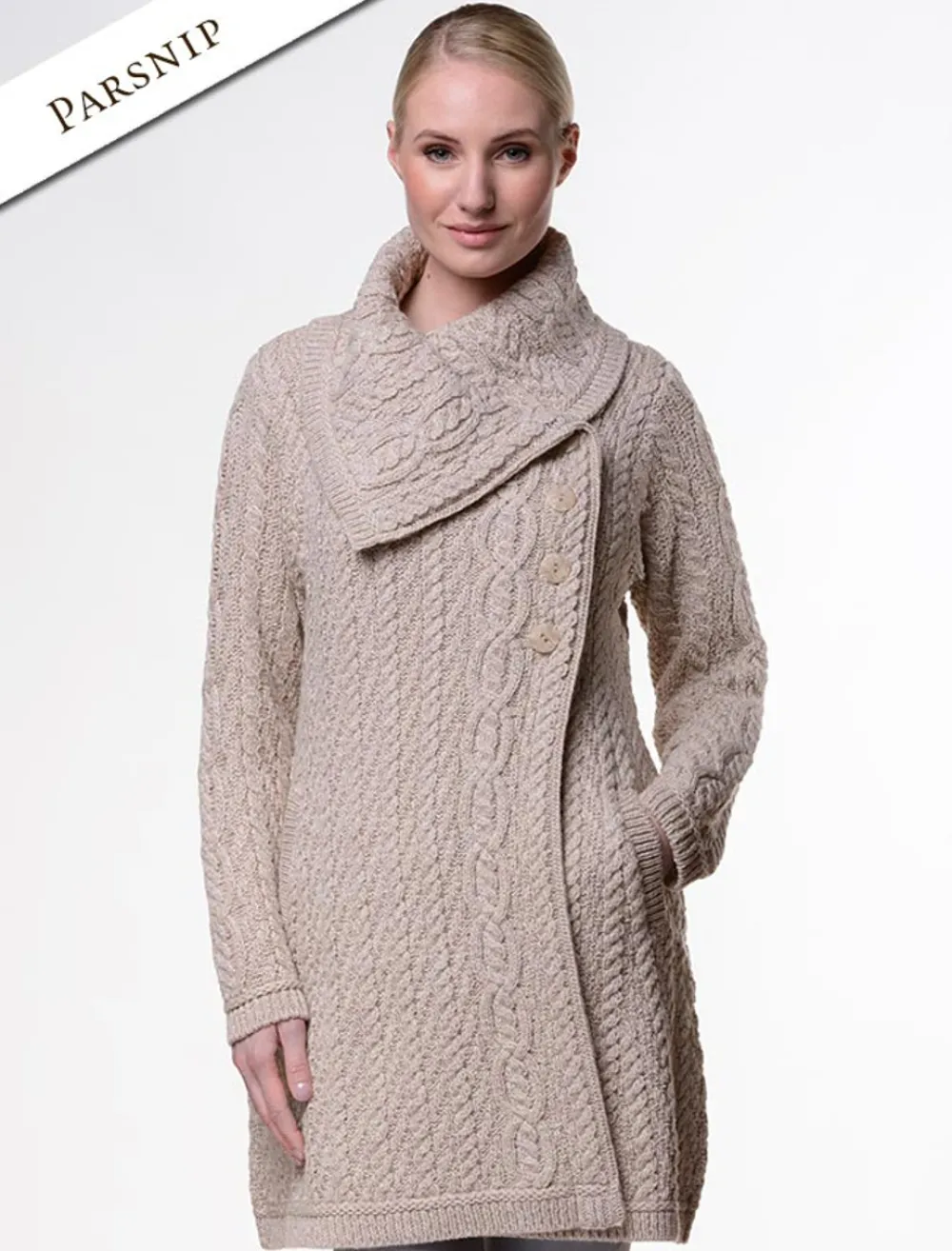 Glenaran Cardigans, Jackets & Coatigans^Large Collar Aran Coat