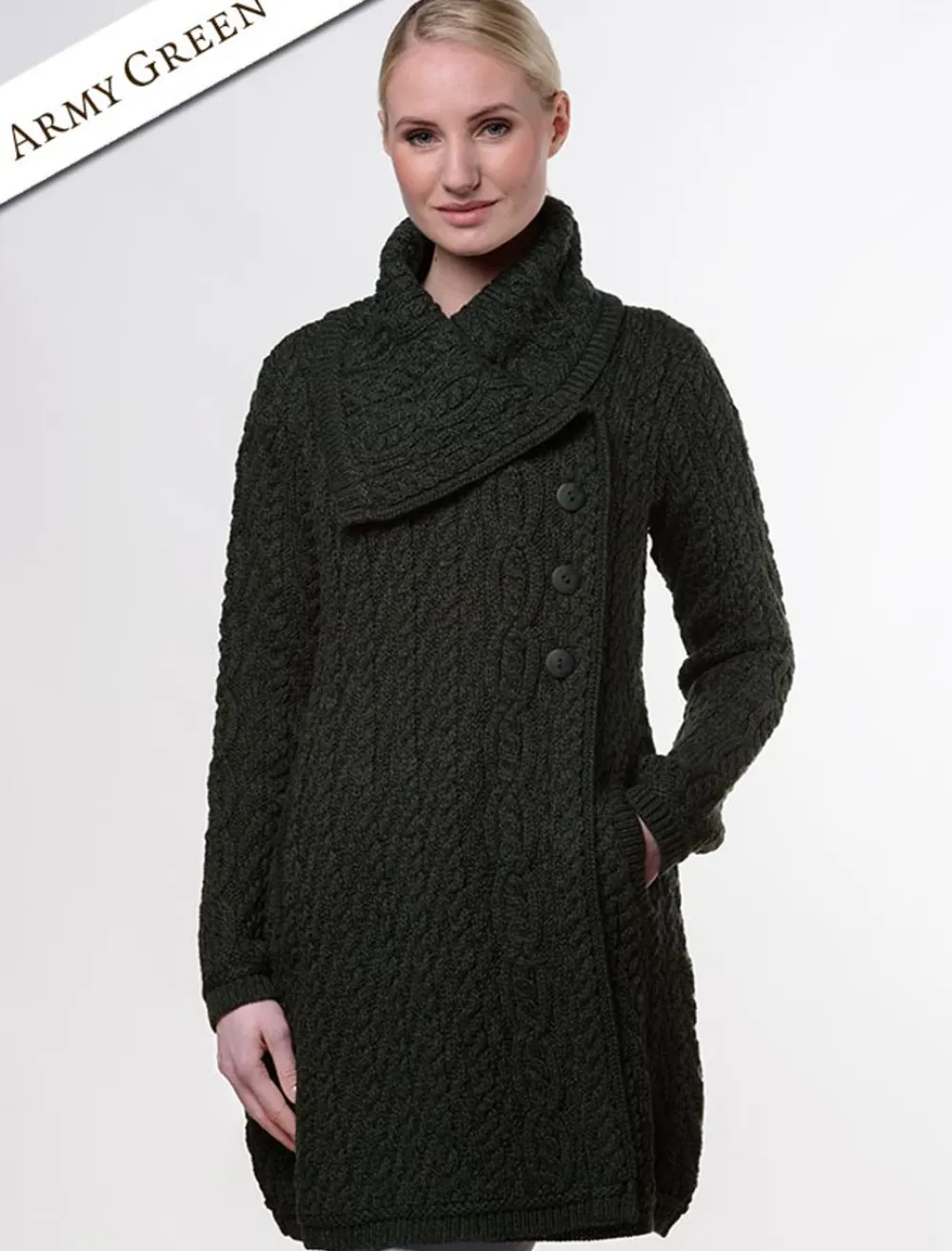 Glenaran Cardigans, Jackets & Coatigans^Large Collar Aran Coat