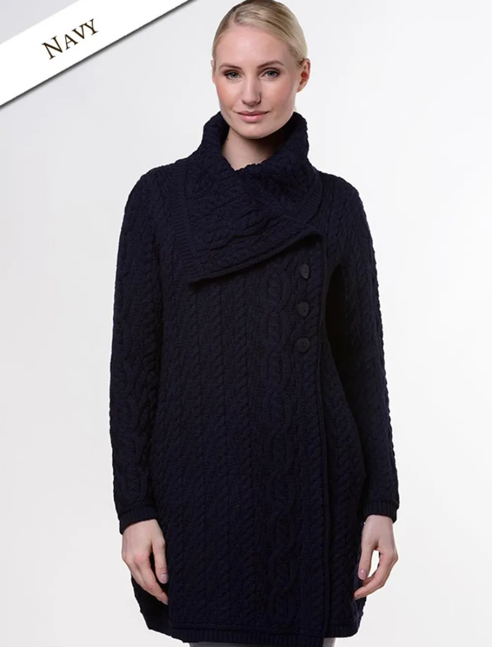 Glenaran Cardigans, Jackets & Coatigans^Large Collar Aran Coat