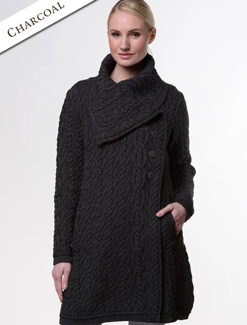 Glenaran Cardigans, Jackets & Coatigans^Large Collar Aran Coat