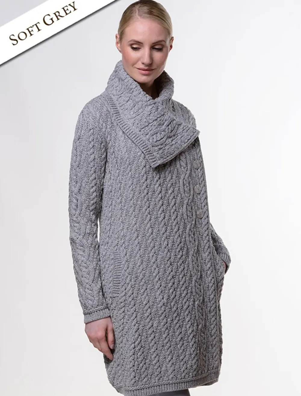 Glenaran Cardigans, Jackets & Coatigans^Large Collar Aran Coat