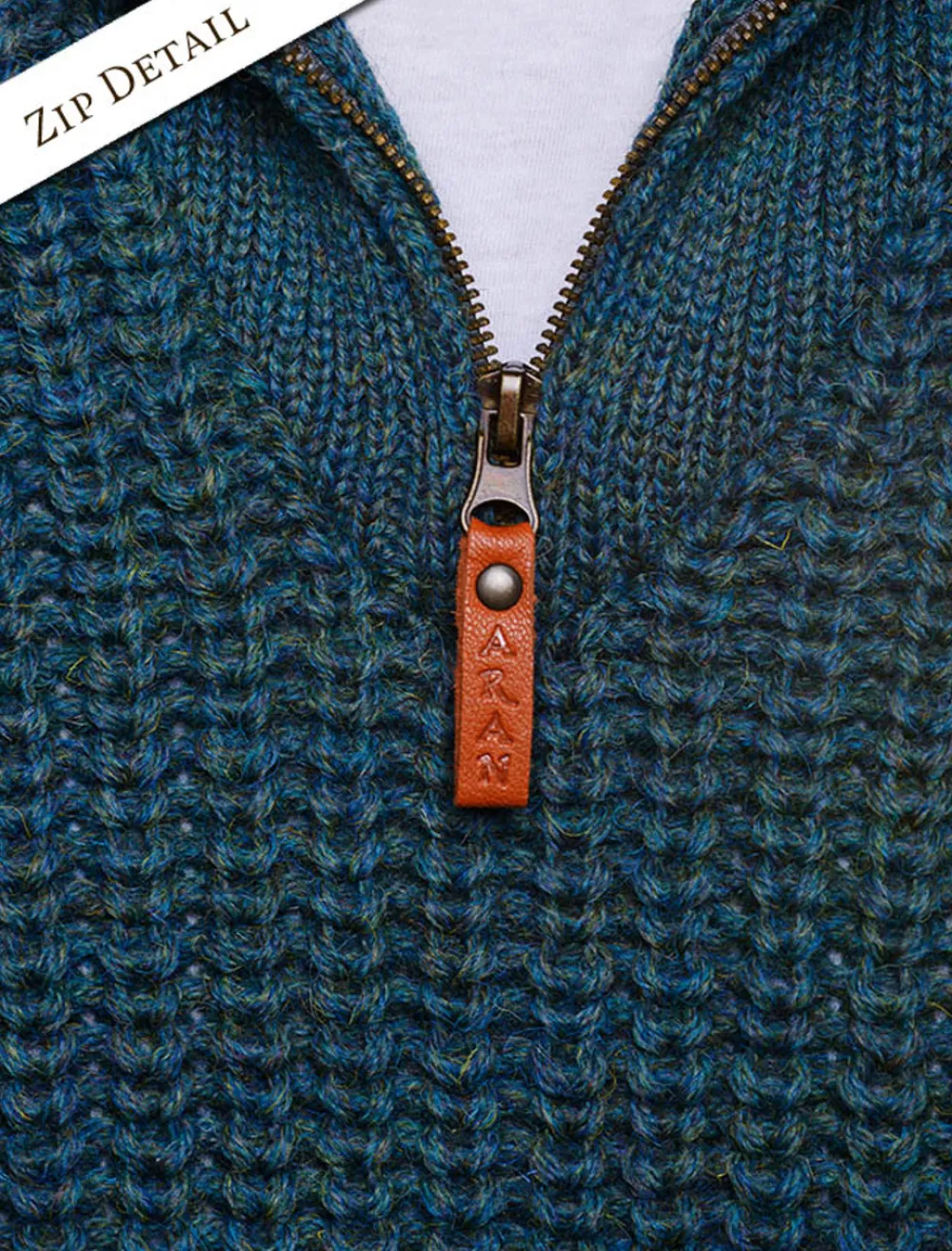 Glenaran Sweaters^Fisherman's Half Zip Sweater with Patches