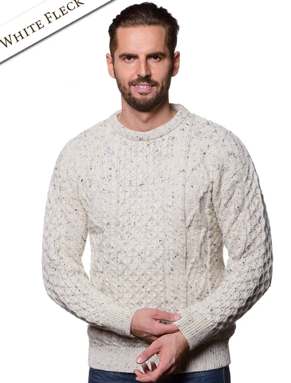 Glenaran Sweaters^Lightweight Traditional Aran Mens Wool Sweater