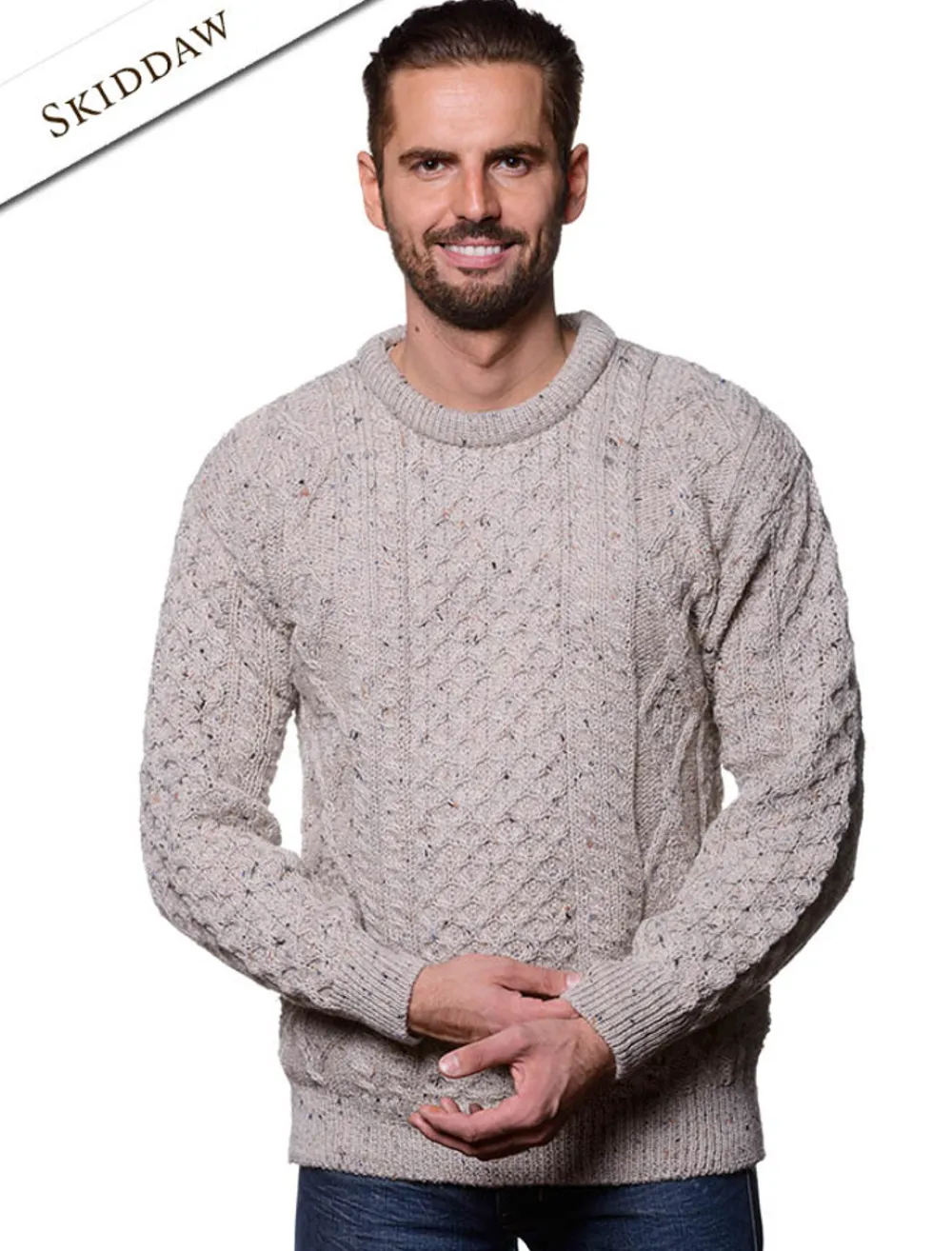 Glenaran Sweaters^Lightweight Traditional Aran Mens Wool Sweater