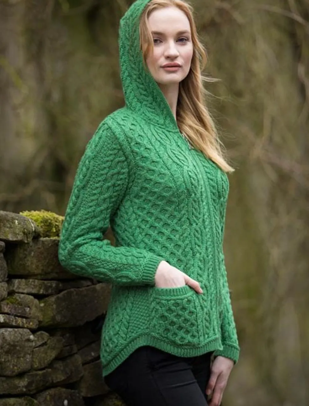 Glenaran Cardigans, Jackets & Coatigans^Cable Knit Hoodie with Celtic Knot Zipper Pull
