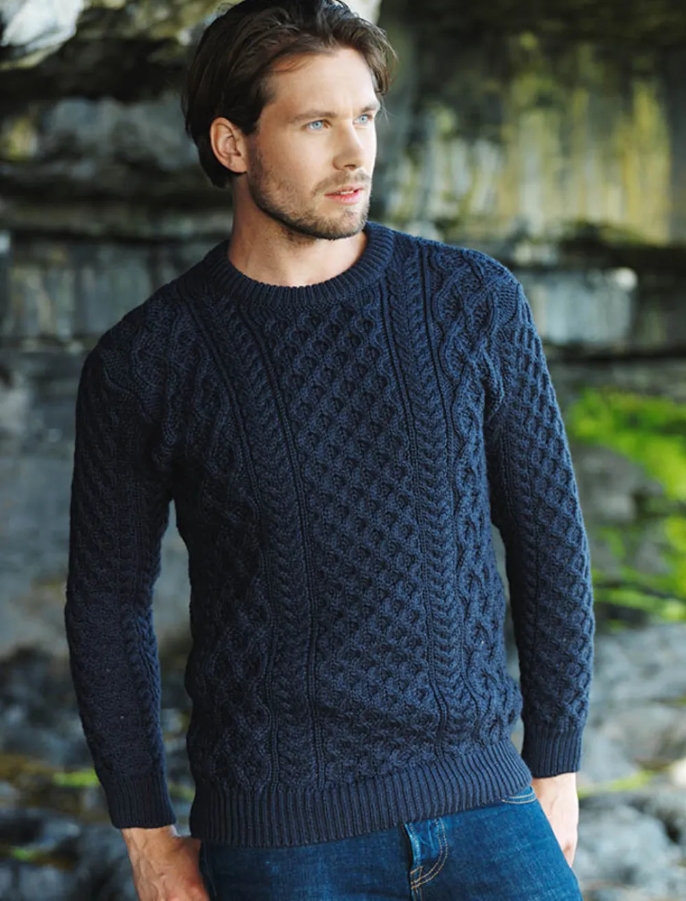Glenaran Sweaters^Heavyweight Merino Wool Aran Sweater