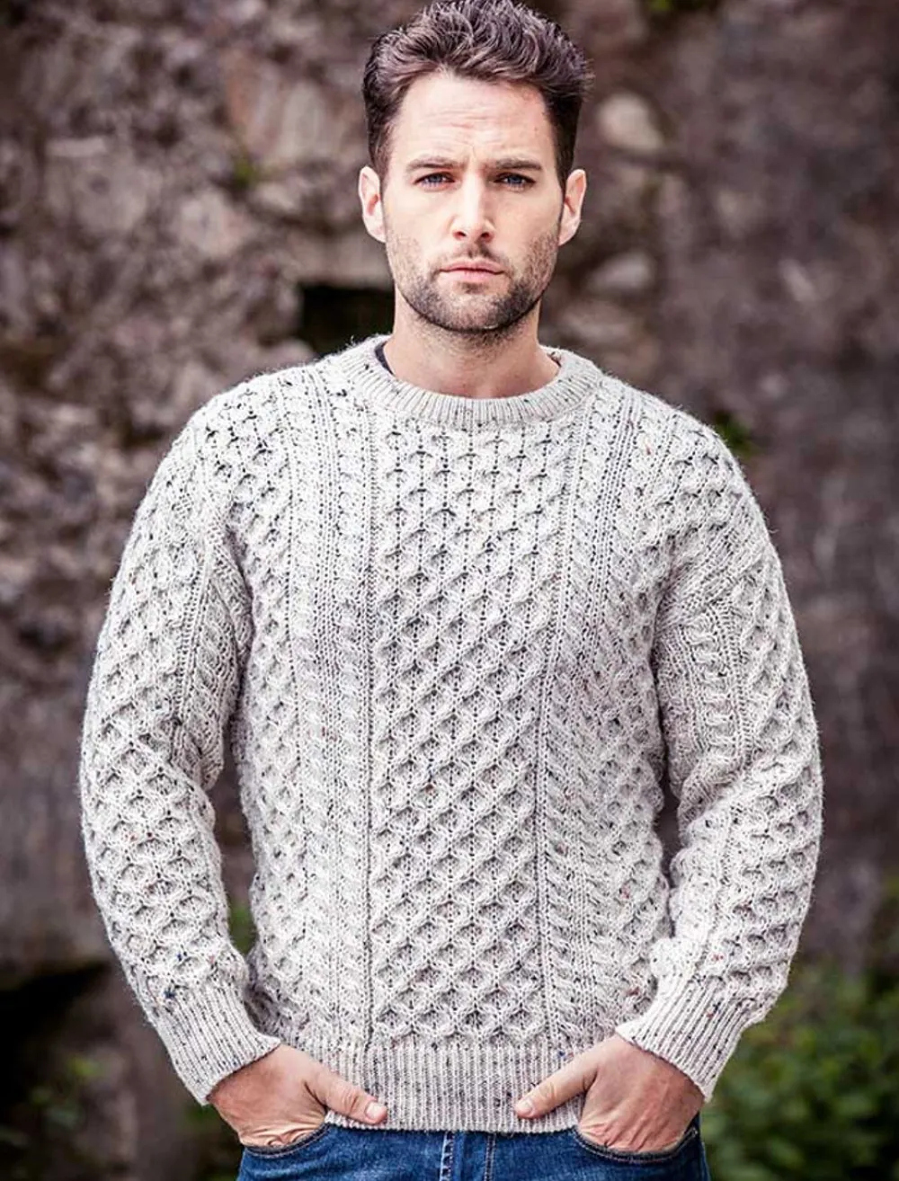 Glenaran Sweaters^Mens Heavyweight Traditional Aran Wool Sweater