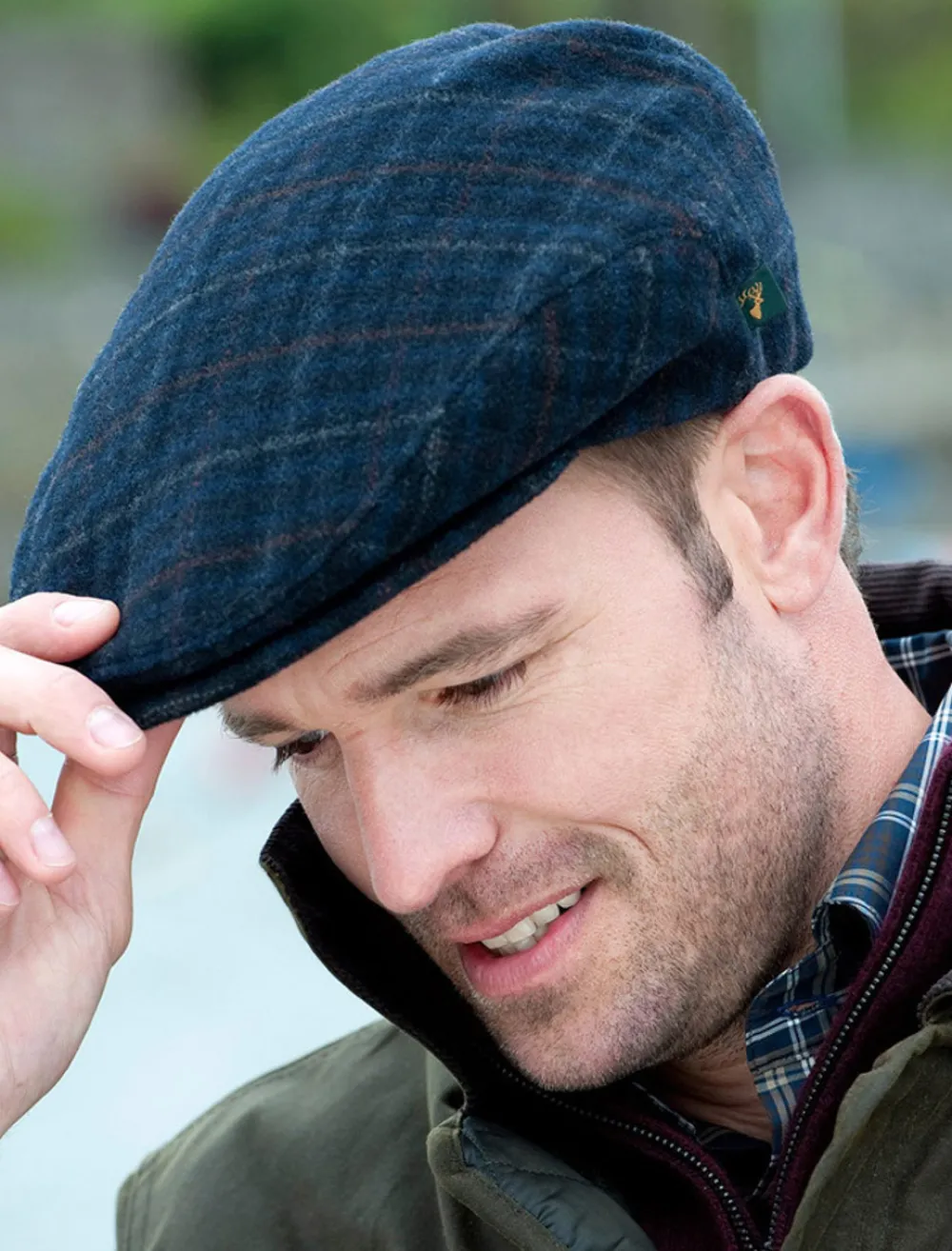 Glenaran Irish Flat Caps^Trinity Tartan Flat Cap - Navy