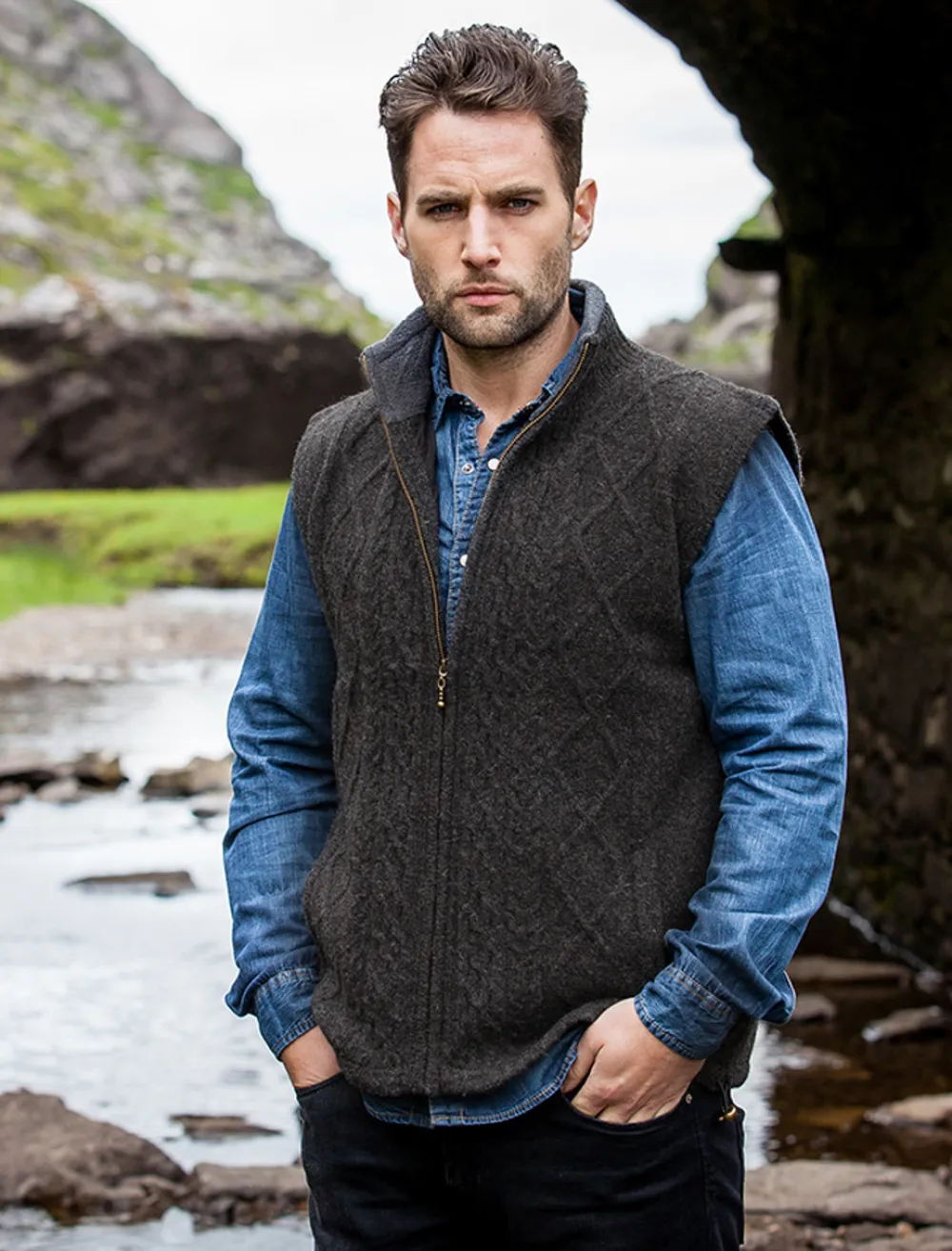 Glenaran Cardigans, Jackets & Coats^Windproof Aran Style Bodywarmer