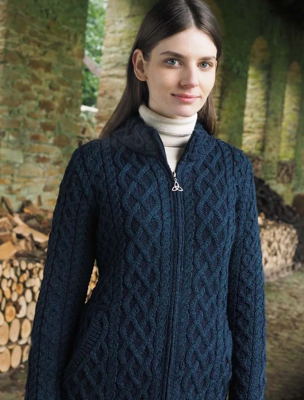 Glenaran Cardigans, Jackets & Coatigans^Plated Coat with Celtic Zip