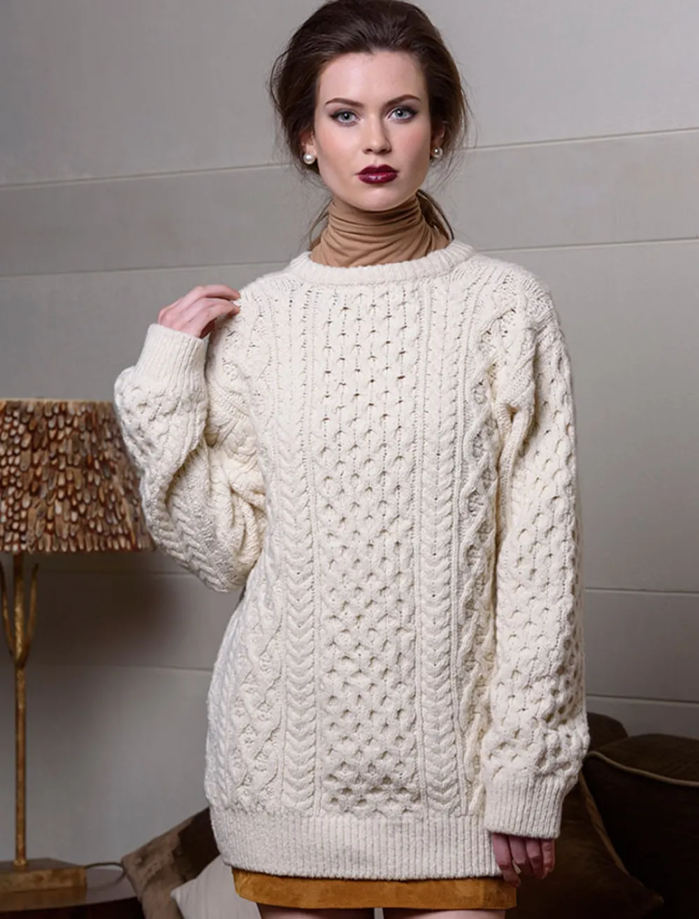 Glenaran Sweaters^Women's Oversized Wool Cashmere Aran Sweater