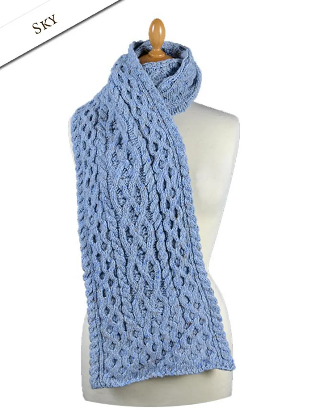 Glenaran Knitted Wool Scarves^Women's Wool Cashmere Aran Honeycomb Scarf