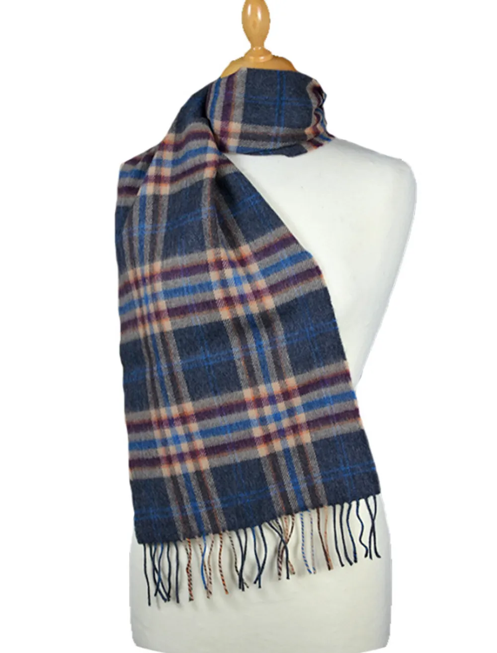 Glenaran Plaid & Tartan Scarves|Plaid & Tartan Scarves^Fine Merino Plaid Scarf - Grey Beige Cranberry