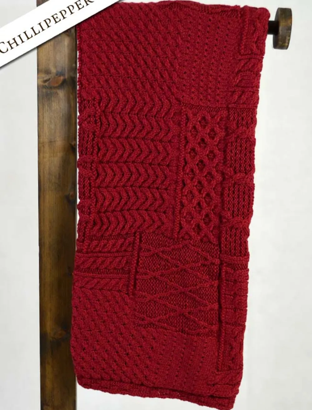 Glenaran Knitted Wool Throws^Merino Aran Patchwork Throw