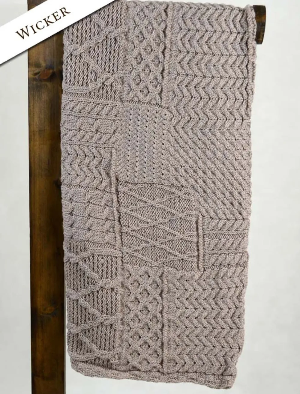 Glenaran Knitted Wool Throws^Merino Aran Patchwork Throw