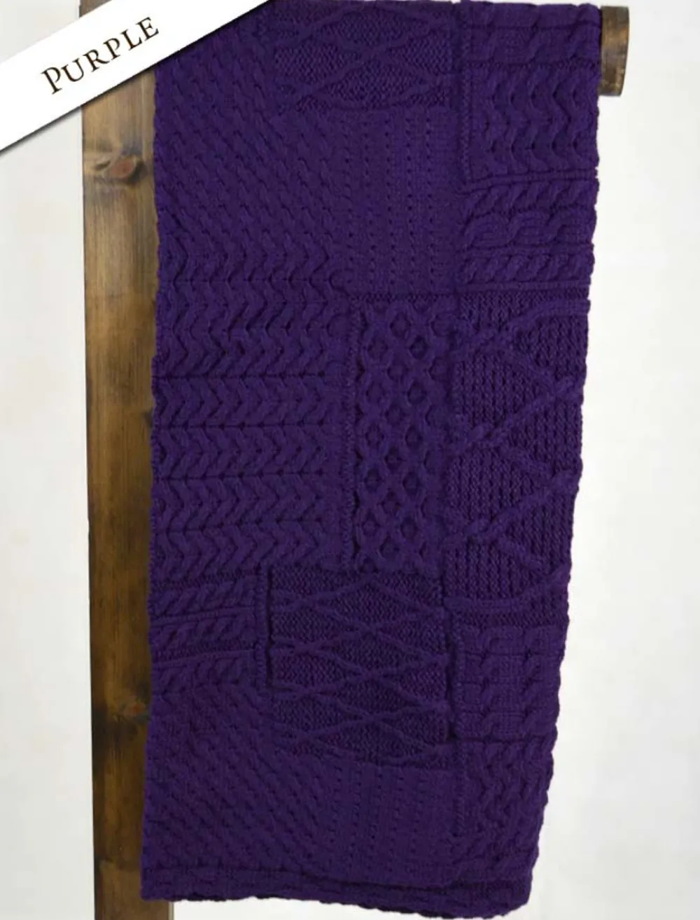 Glenaran Knitted Wool Throws^Merino Aran Patchwork Throw