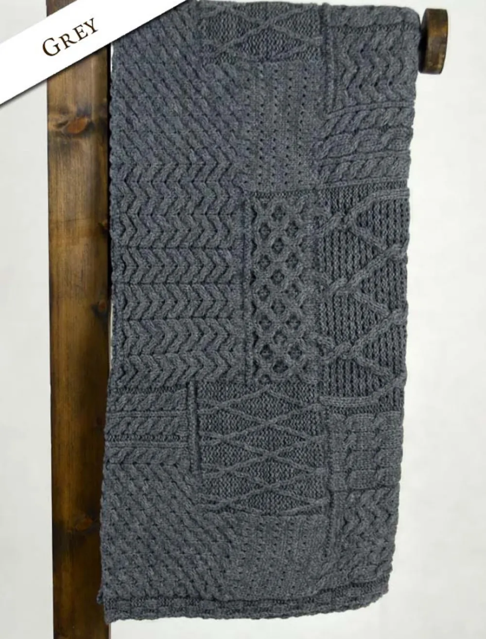 Glenaran Knitted Wool Throws^Merino Aran Patchwork Throw