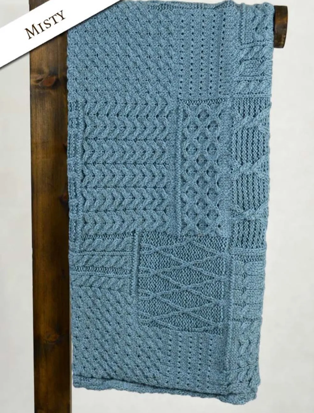 Glenaran Knitted Wool Throws^Merino Aran Patchwork Throw