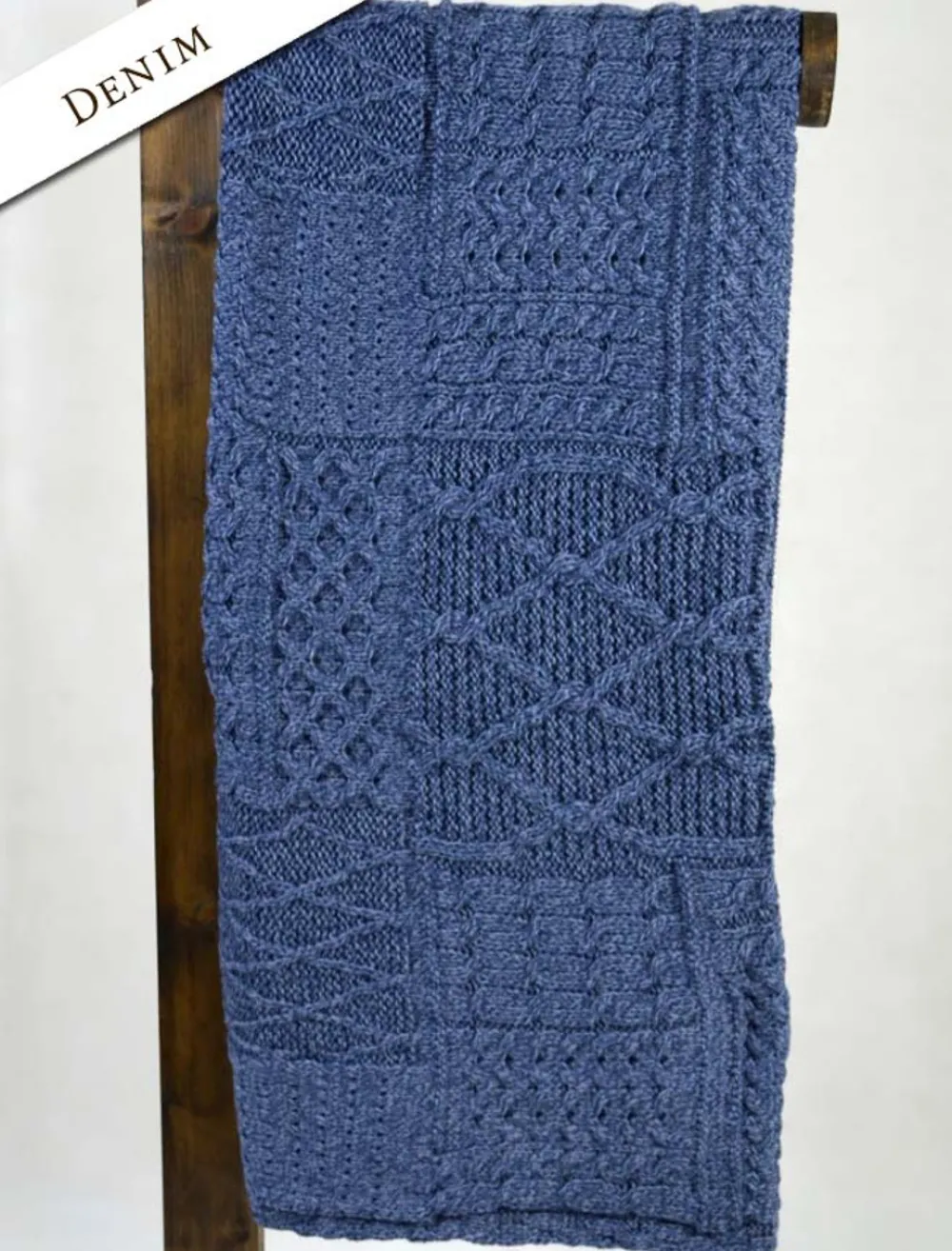 Glenaran Knitted Wool Throws^Merino Aran Patchwork Throw