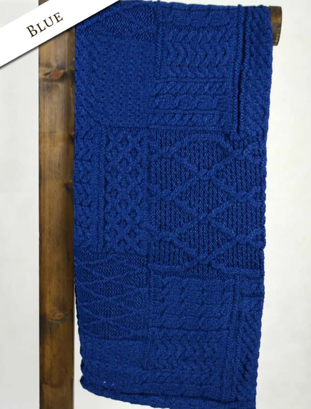 Glenaran Knitted Wool Throws^Merino Aran Patchwork Throw