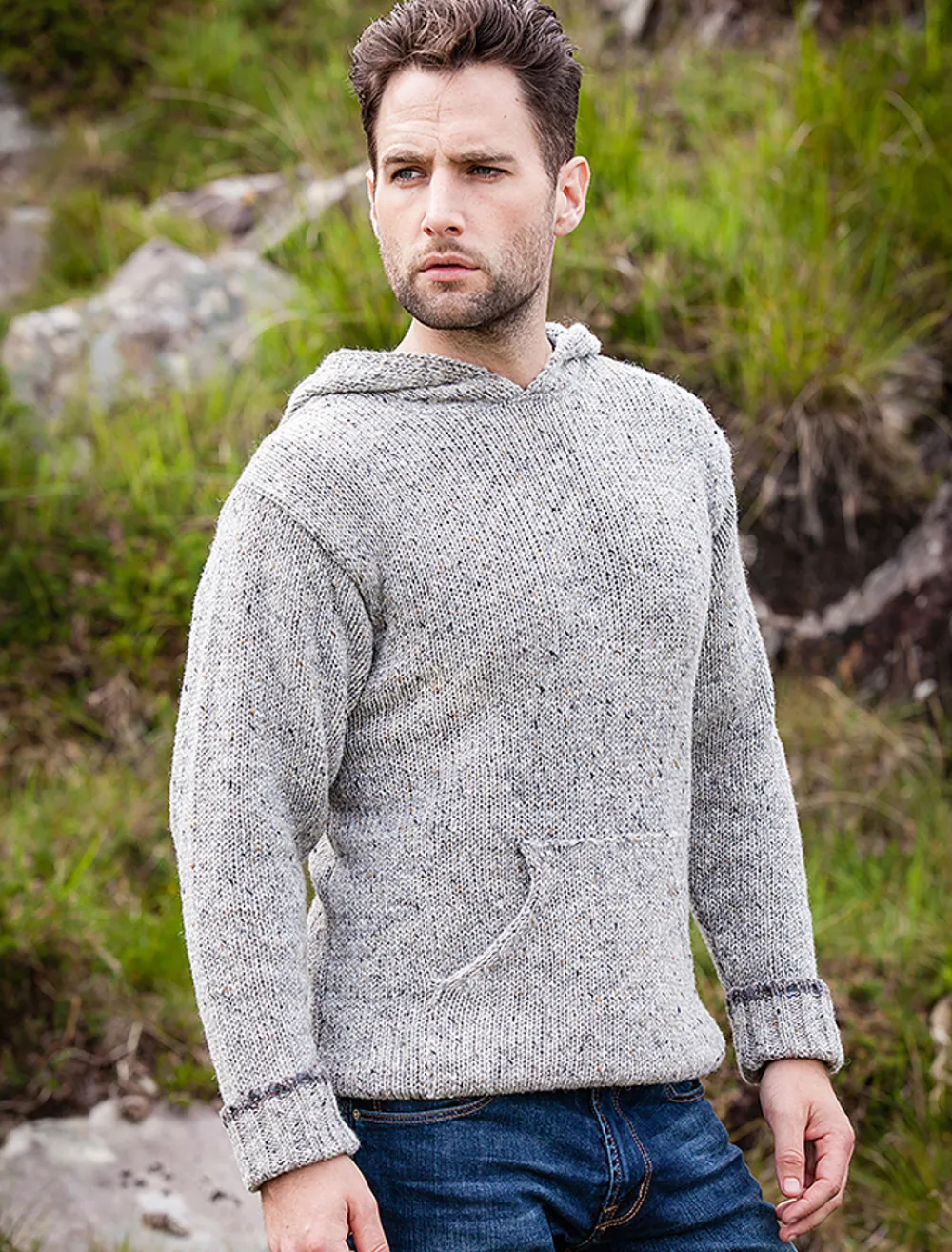 Glenaran Sweaters^Men's Wool Hoodie with Pouch Pocket