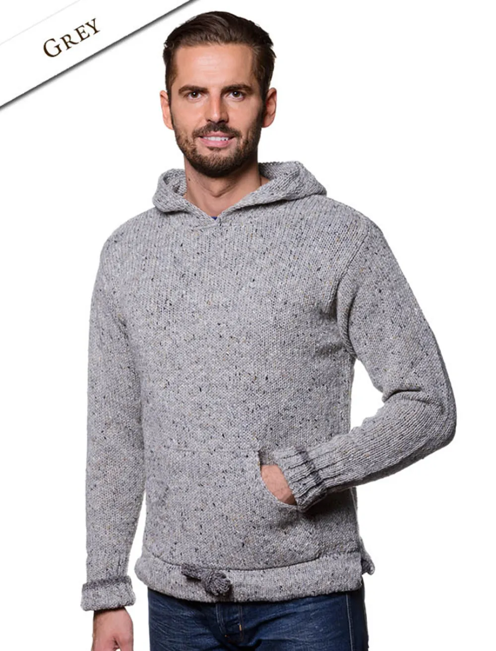 Glenaran Sweaters^Men's Wool Hoodie with Pouch Pocket