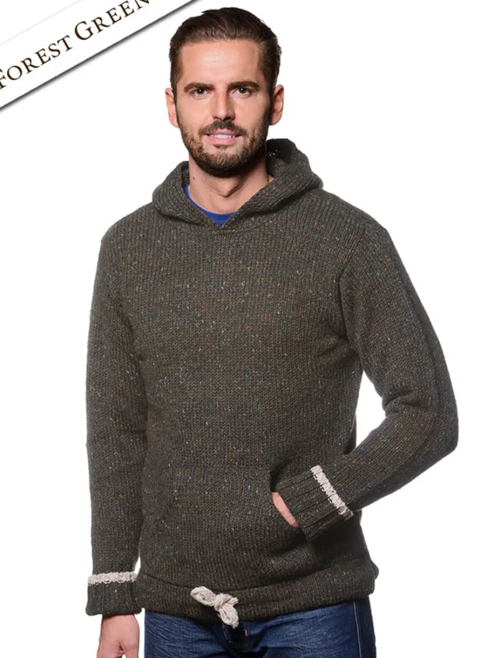 Glenaran Sweaters^Men's Wool Hoodie with Pouch Pocket