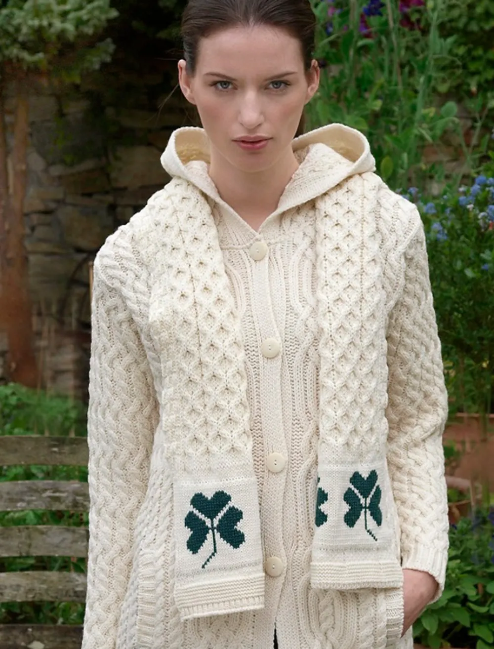 Glenaran Knitted Wool Scarves|Knitted Wool Scarves^Shamrock Merino Wool Scarf