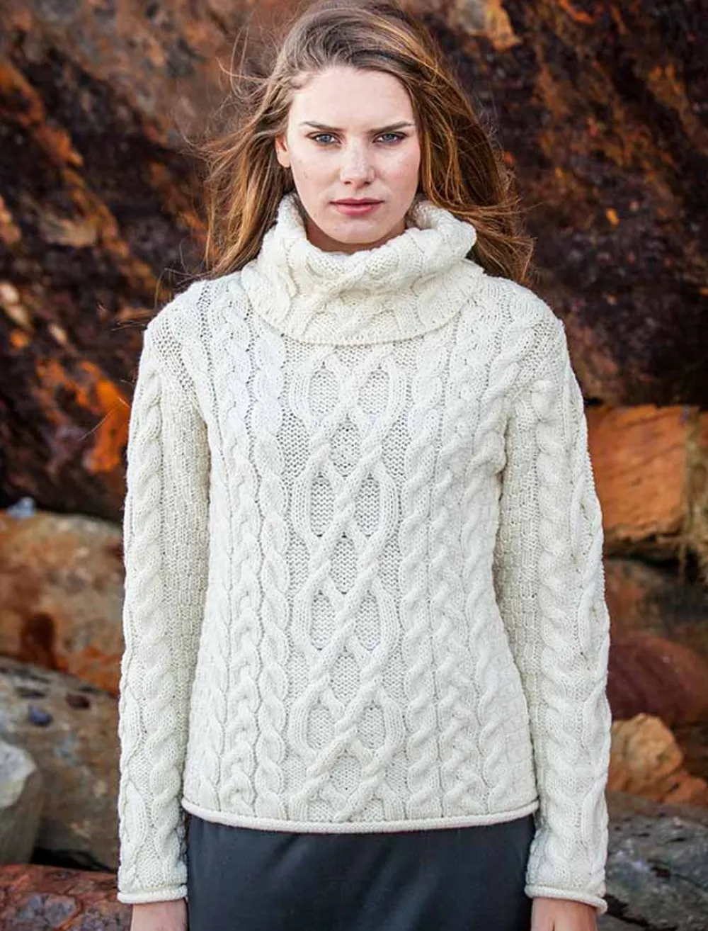 Glenaran Sweaters^Womens Turtleneck Cable Knit Sweater