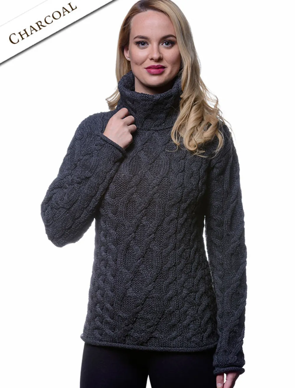 Glenaran Sweaters^Womens Turtleneck Cable Knit Sweater