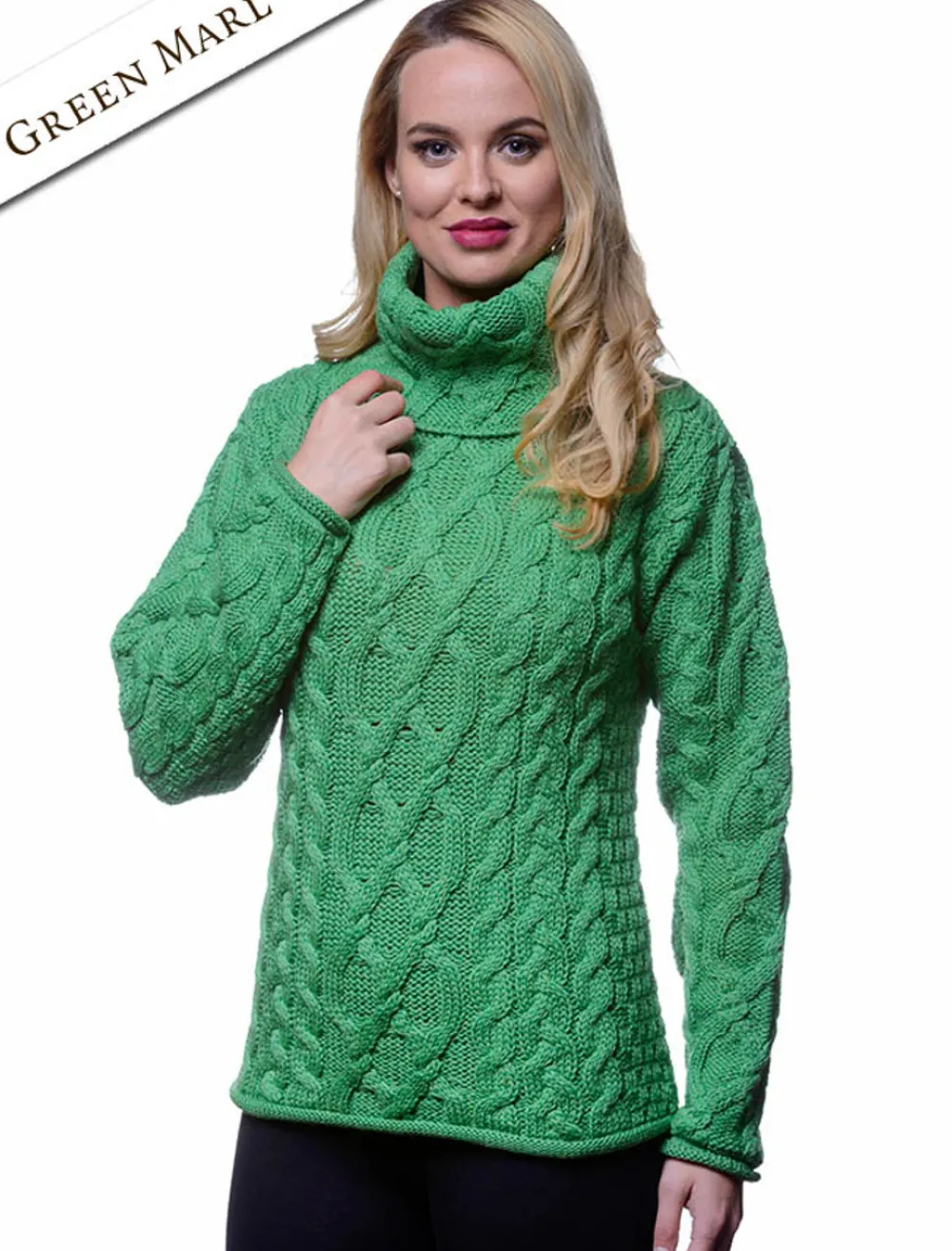 Glenaran Sweaters^Womens Turtleneck Cable Knit Sweater