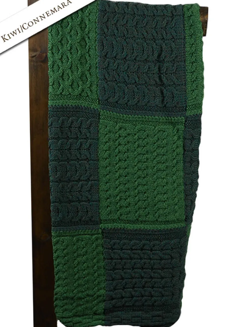 Glenaran Knitted Wool Throws^Two-Tone Aran Patchwork Throw