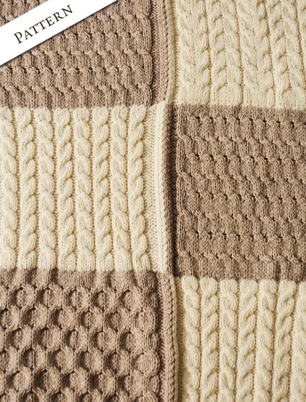 Glenaran Knitted Wool Throws^Two-Tone Aran Patchwork Throw