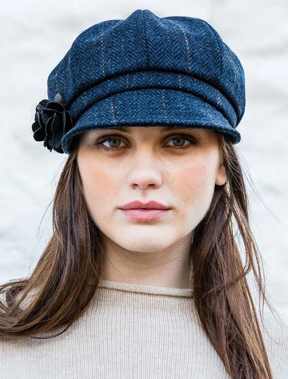 Glenaran Caps & Hats^Ladies Tweed Newsboy Hat - Dark Denim