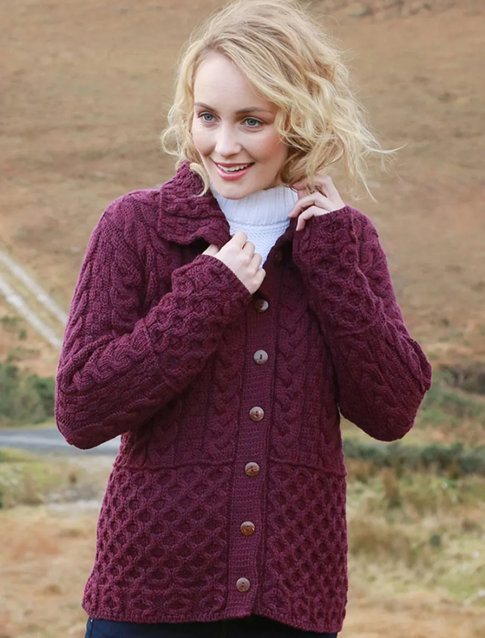 Glenaran Cardigans, Jackets & Coatigans^Honeycomb Button-Up Cardigan