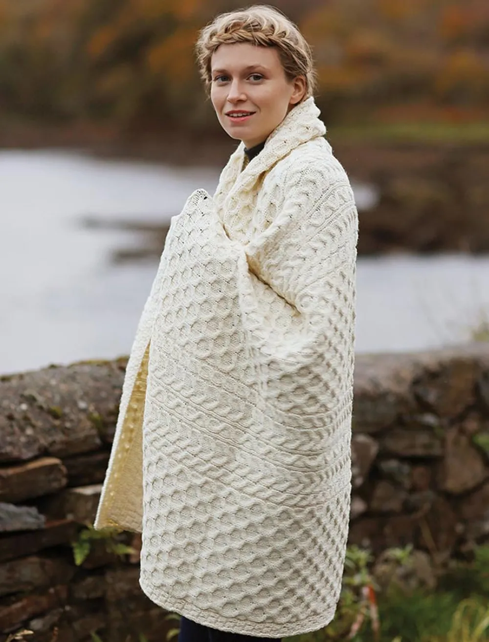 Glenaran Knitted Wool Throws^Wool Honeycomb Aran Throw