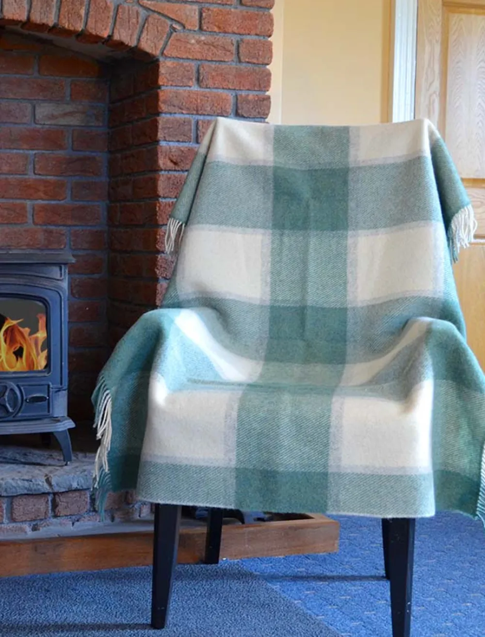 Glenaran Plaid & Tartan Throws^Plaid Wool Throw - Sage Beige