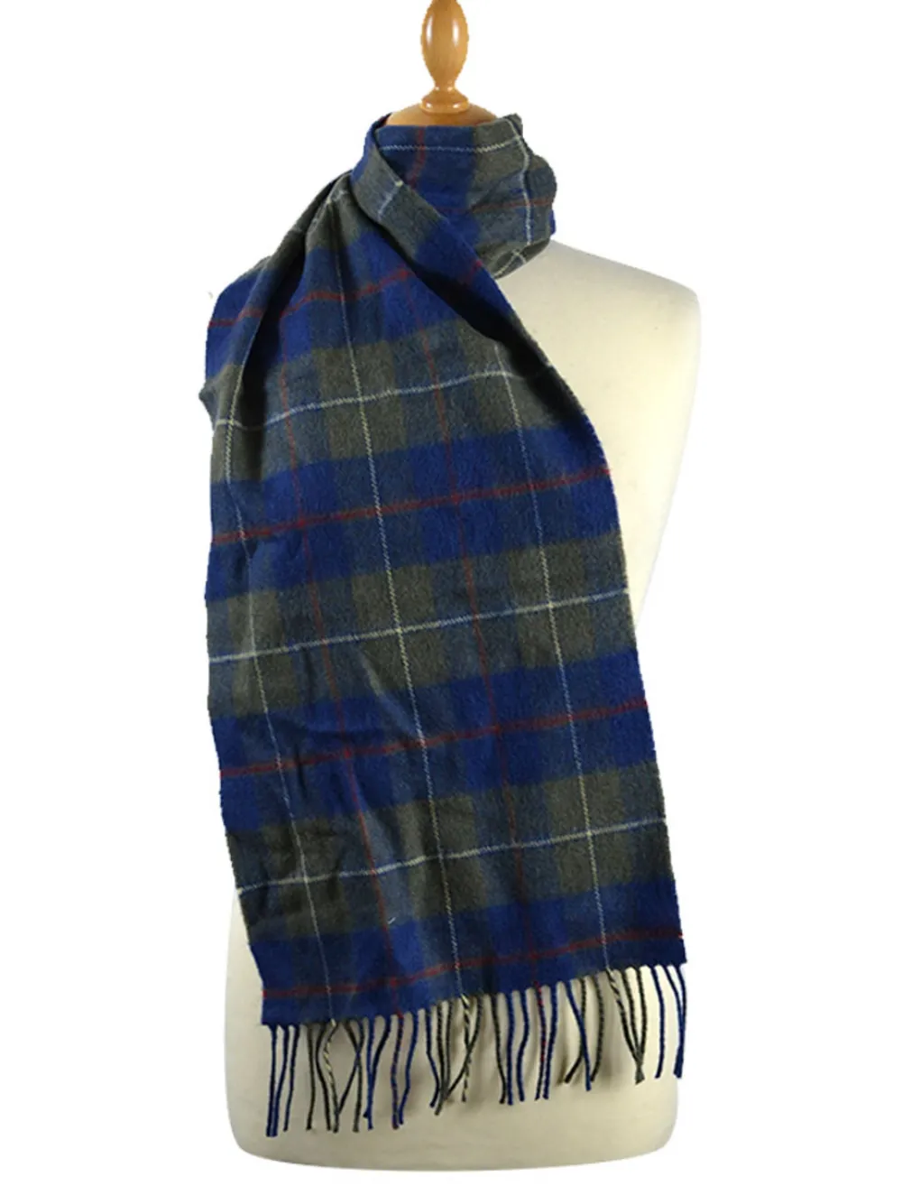 Glenaran Plaid & Tartan Scarves|Lambswool Scarves^Narrow Lambswool Checked Scarf - Blue Olive Plaid