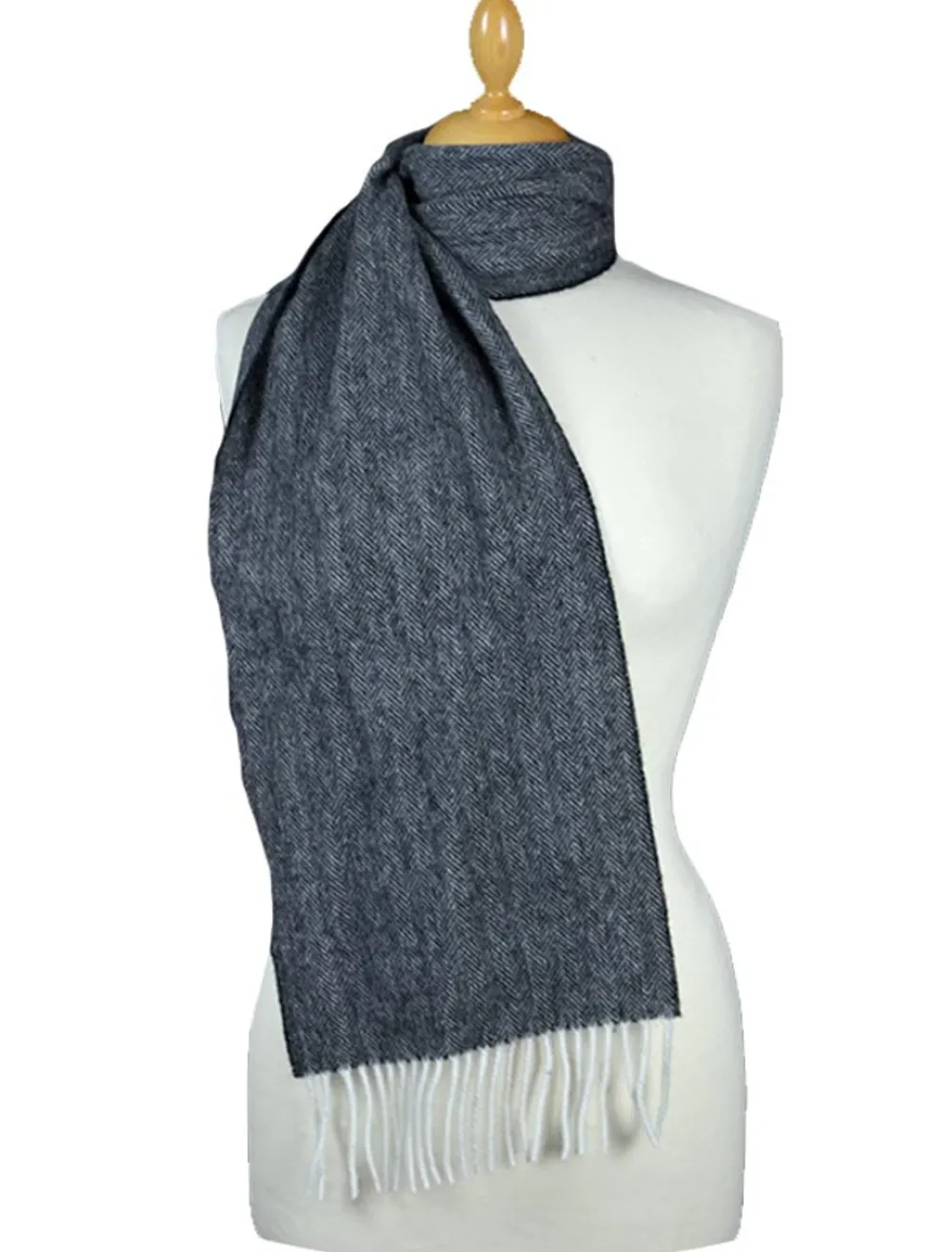 Glenaran Lambswool Scarves|Lambswool Scarves^Narrow Lambswool Scarf - Grey Herringbone