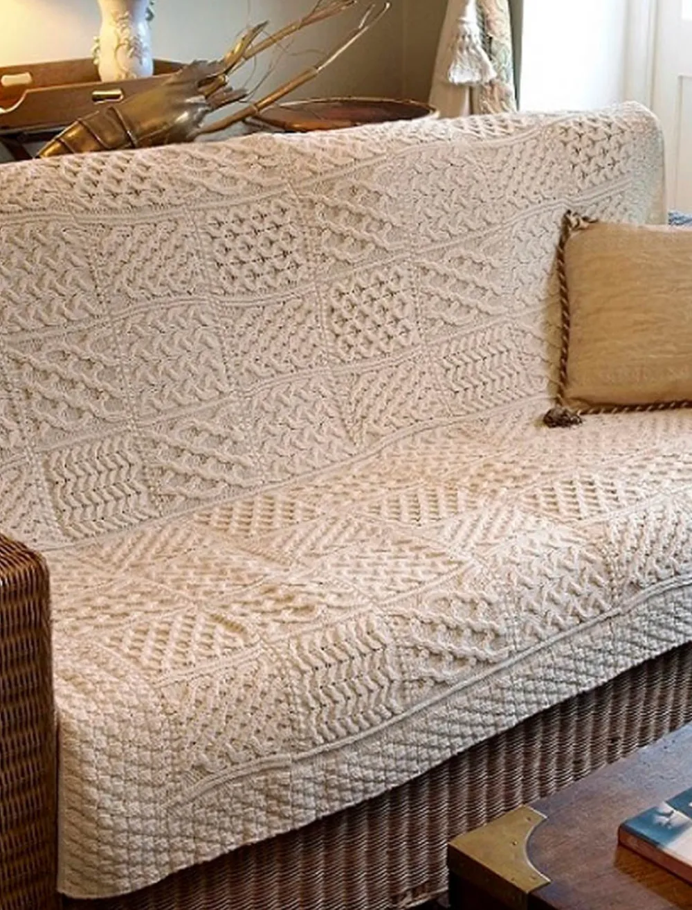 Glenaran Knitted Wool Throws^Aran Patchwork Merino Wool Throw