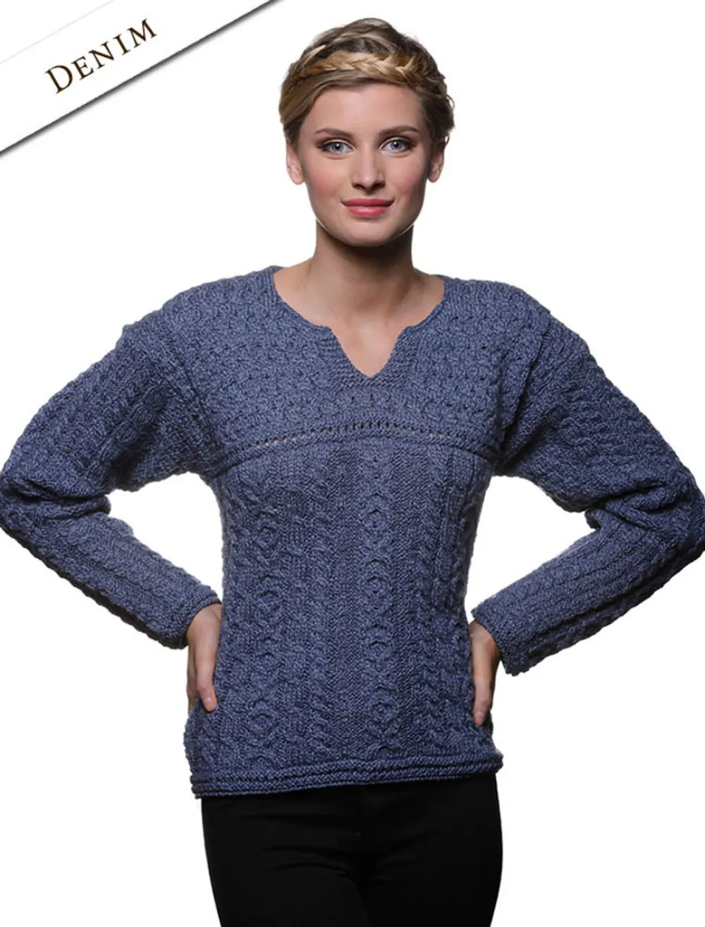 Glenaran Sweaters^Women's Keyhole Crew Neck Sweater