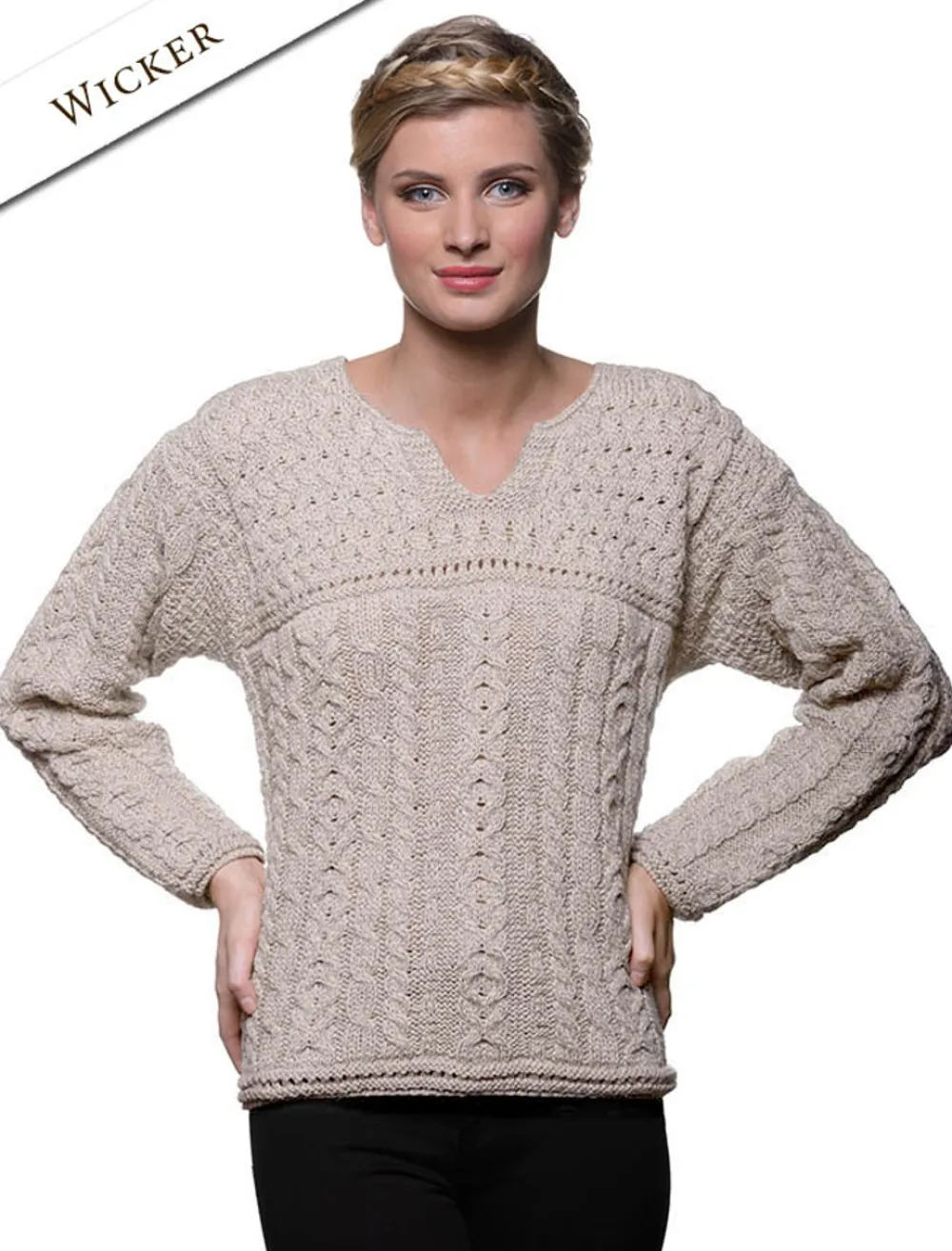 Glenaran Sweaters^Women's Keyhole Crew Neck Sweater